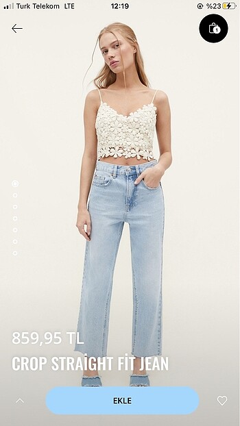 stradivarius crop straight fit jean