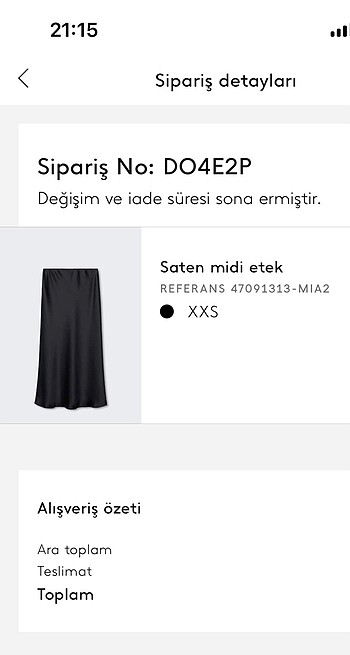 xs Beden mango saten midi etek