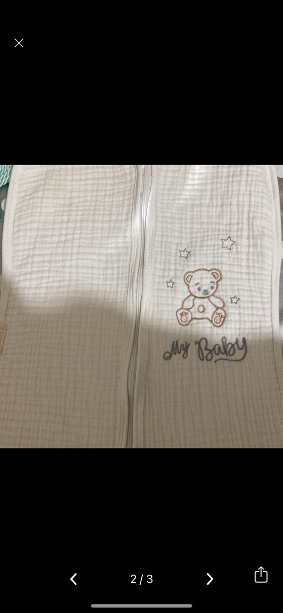 Müslin  Beyaz Bebek Uyku Tulumu - Görsel 2