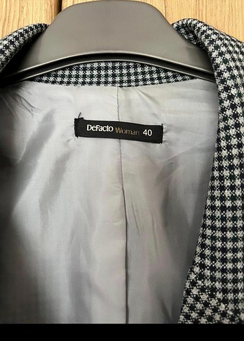 Gri Ekose Desenli Kadın Blazer Ceket - Görsel 2