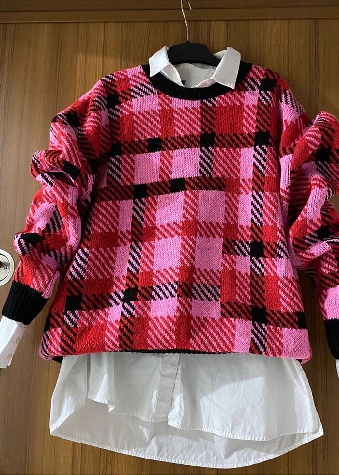 Ekose pembe kazak - Görsel 3