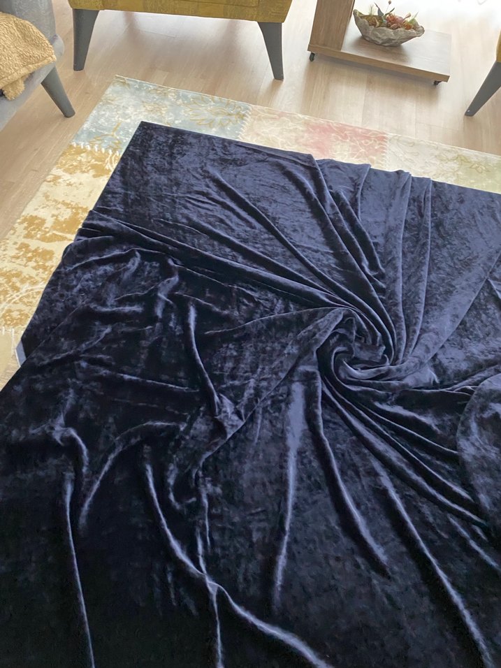 LACİVERT KADİFE KUMAŞ - Görsel 2