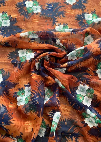 Çiçek Desenli Çok Renkli Bohem kumaş - Görsel 2