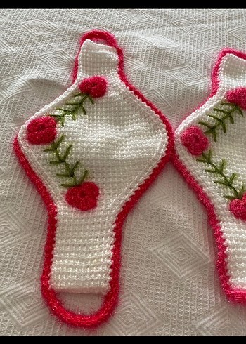 Nakışlı Beyaz Banyo Kesesi 2 Adet - Görsel 2