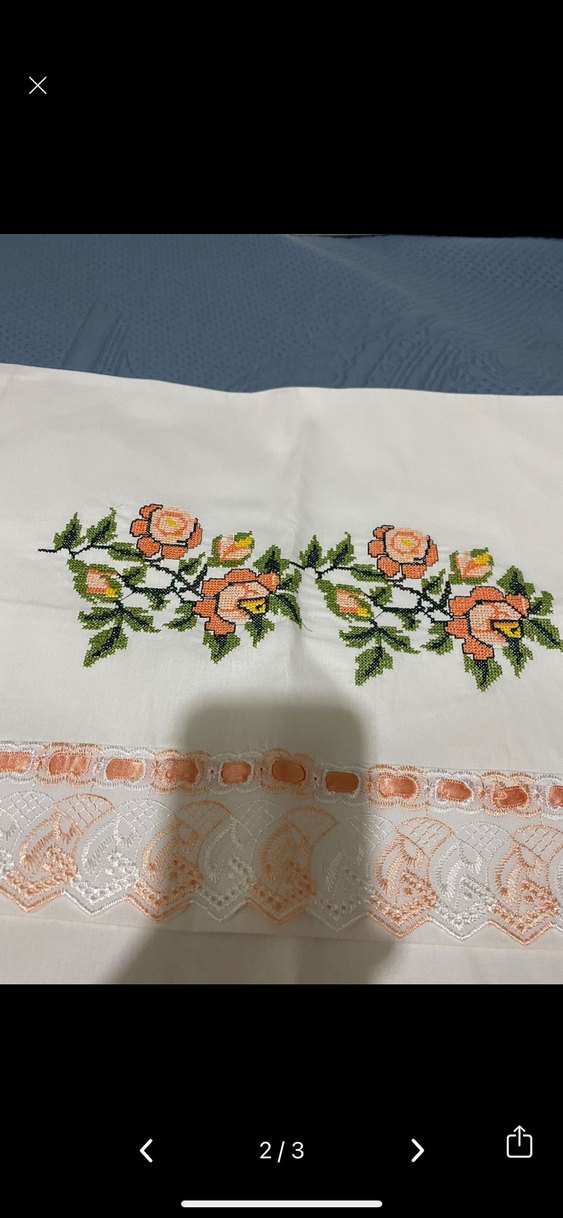 Nakışlı Beyaz  KANEVİÇE Yastık Kılıfı - Görsel 2