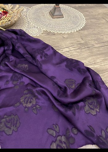 Mor İpek Görünümlü Bohem Kadın Şal Eşarp - Görsel 2
