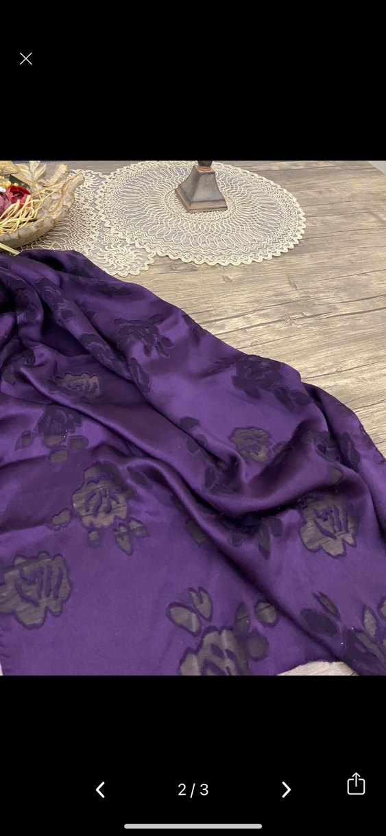 Mor İpek Görünümlü Bohem Kadın Şal Eşarp - Görsel 2