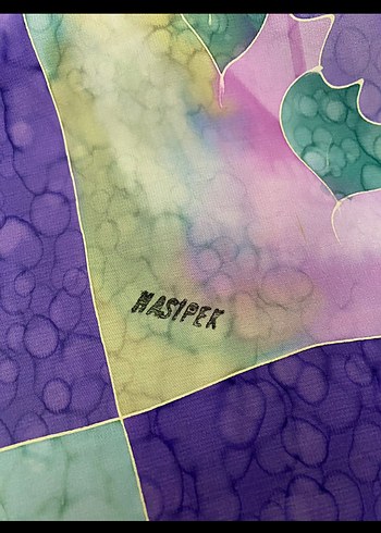 Bohem Mor Renkli İpek Şal Eşarp - Görsel 3