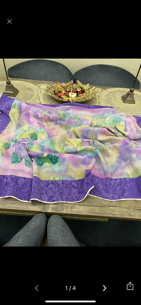 Bohem Mor Renkli İpek Şal Eşarp - Görsel 2