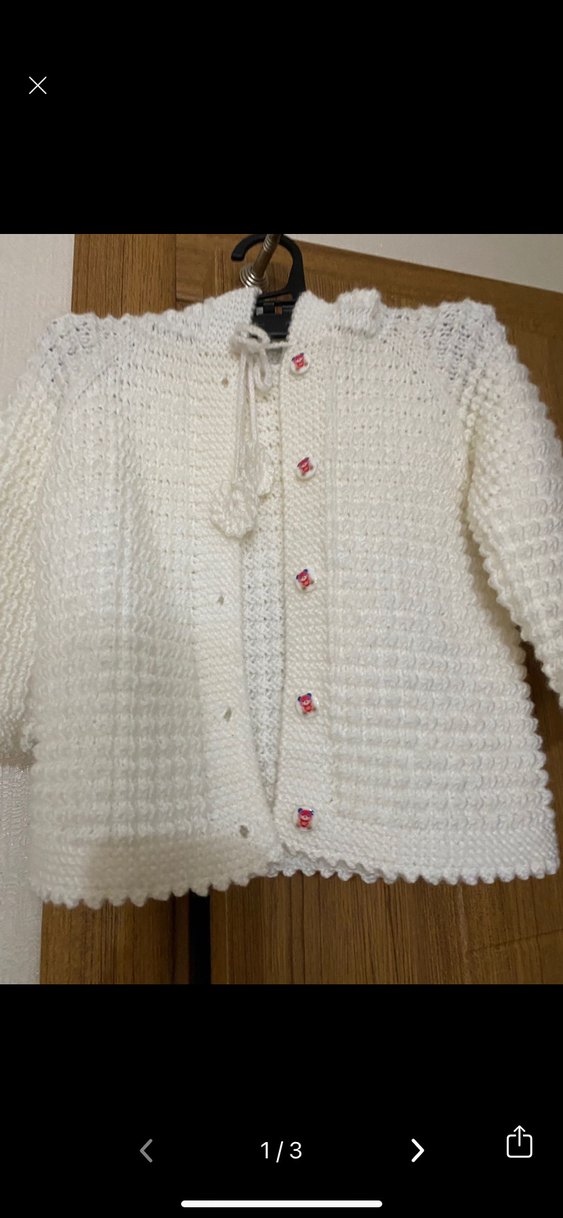 Kız Çocuk Beyaz Örgü Hırka - Görsel 2