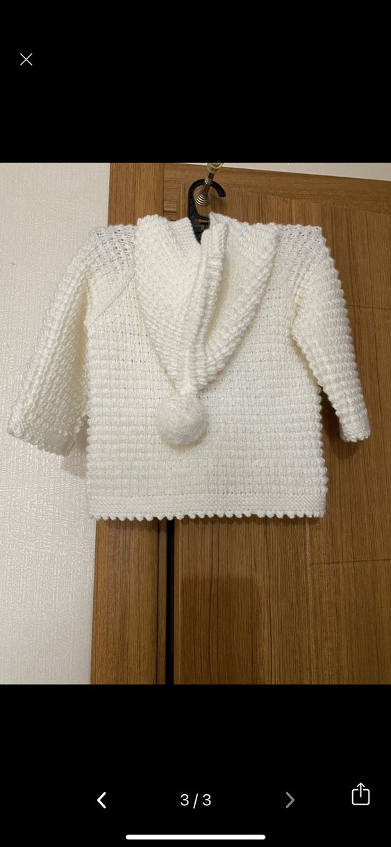 Kız Çocuk Beyaz Örgü Hırka - Görsel 3