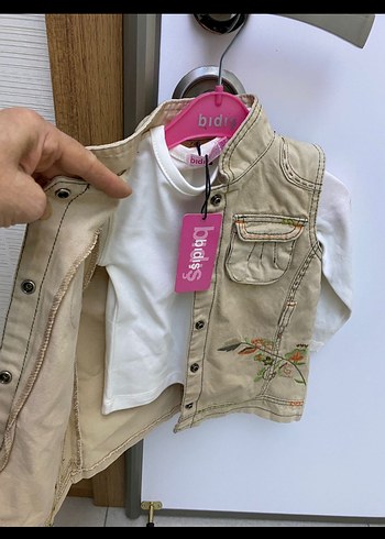 Kız Çocuk Bej Nakışlı Düğmeli Ceket Ceket Be Badi - Görsel 2