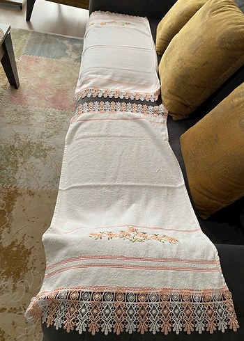 Nakışlı Pastel Renkli Beyaz Havlu 2Adet - Görsel 4