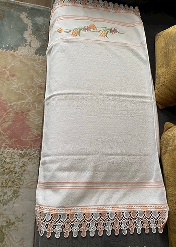 Nakışlı Pastel Renkli Beyaz Havlu 2Adet - Görsel 5