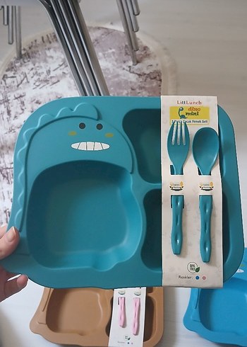  Beden camel Renk 3 Parça Çocuk Yemek Seti