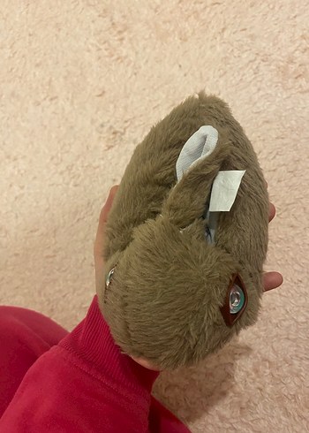 Kahverengi Peluş Tavşan Kız Ev Terliği - Görsel 4