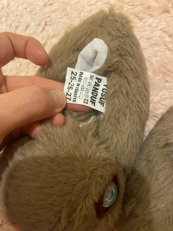 Kahverengi Peluş Tavşan Kız Ev Terliği - Görsel 2