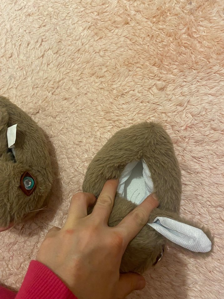 Kahverengi Peluş Tavşan Kız Ev Terliği - Görsel 5