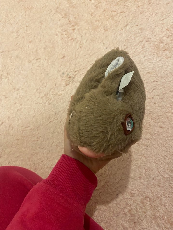 Kahverengi Peluş Tavşan Kız Ev Terliği - Görsel 3