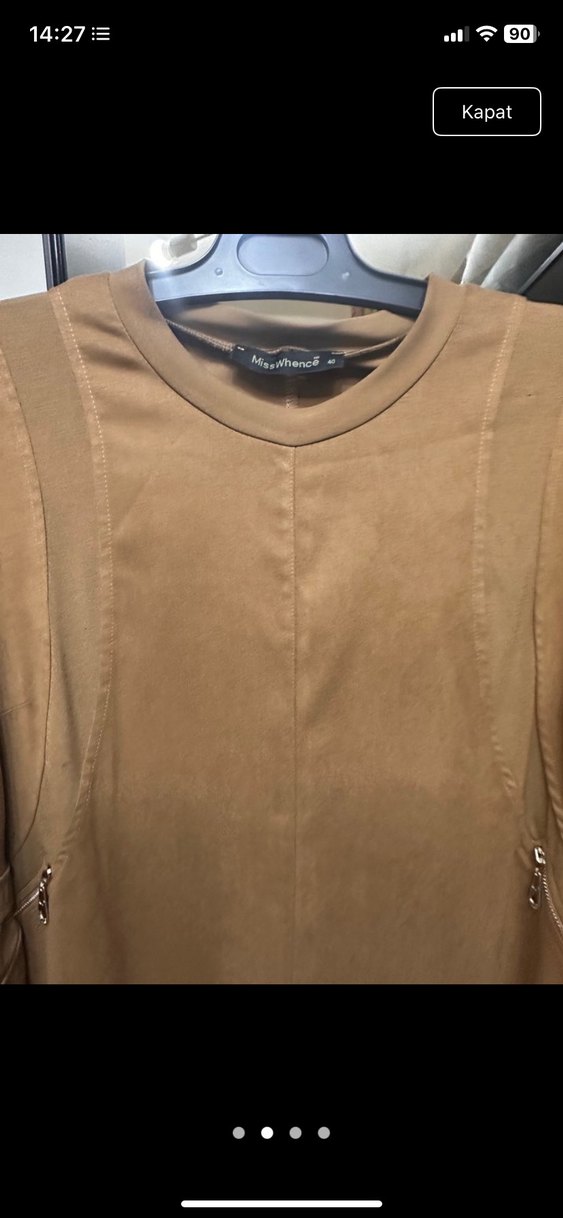 Kadın Bej Süet Uzun Trençkot - Görsel 2