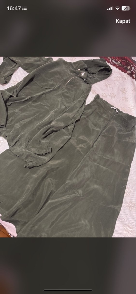 Kadın Haki Uzun Kollu Salaş Takım - Görsel 3