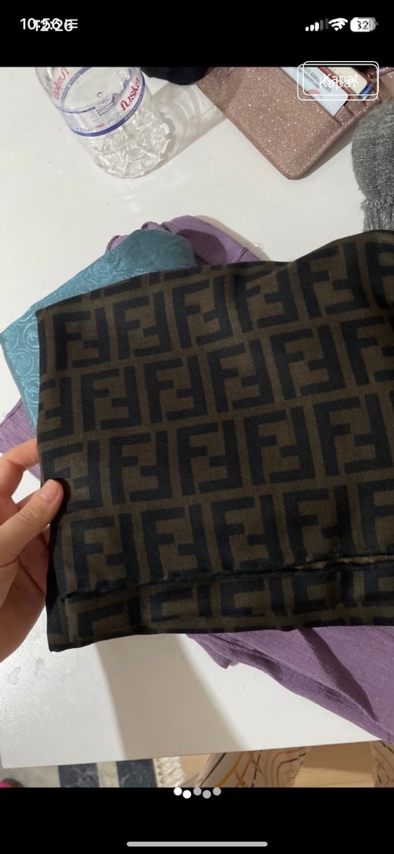 Kahverengi Drapeli Kadın Şal - Görsel 2