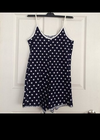 Düğmeli Puantiyeli penye Kadın Tulum - Görsel 2