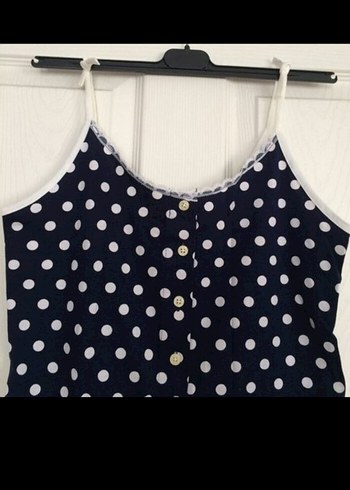 Düğmeli Puantiyeli penye Kadın Tulum - Görsel 3