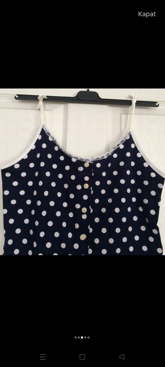 Düğmeli Puantiyeli penye Kadın Tulum - Görsel 3