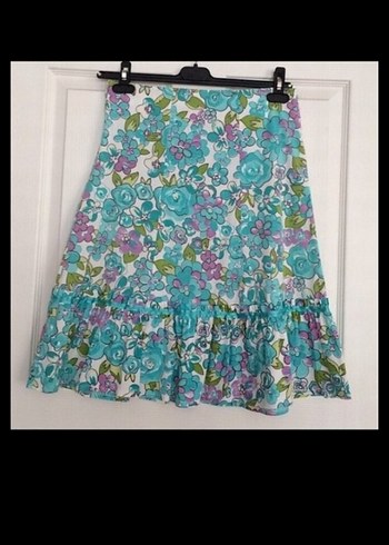 She marka Turkuaz Desenli Volanlı Çan Etek - Görsel 2