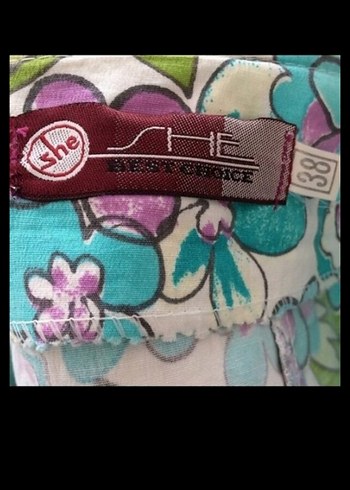 She marka Turkuaz Desenli Volanlı Çan Etek - Görsel 4