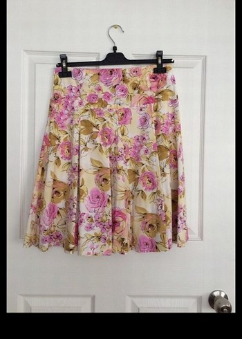 Pembe Çiçekli tam daire kloş Etek - Görsel 3