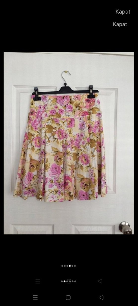 Pembe Çiçekli tam daire kloş Etek - Görsel 3