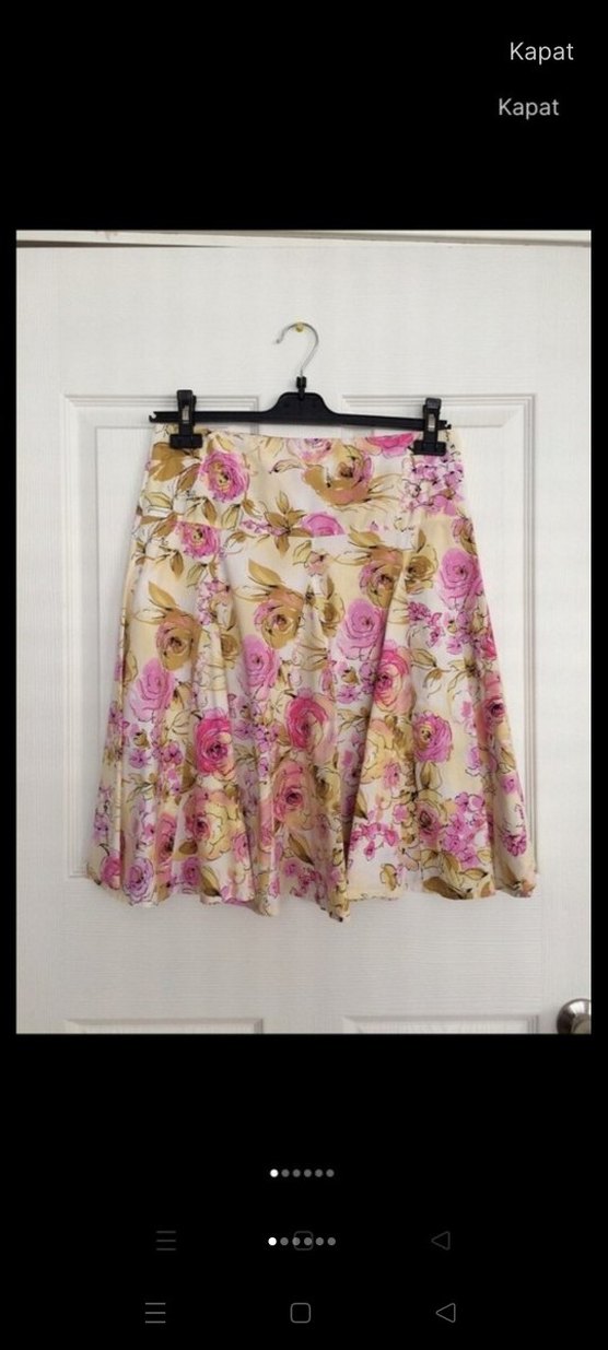 Pembe Çiçekli tam daire kloş Etek - Görsel 2