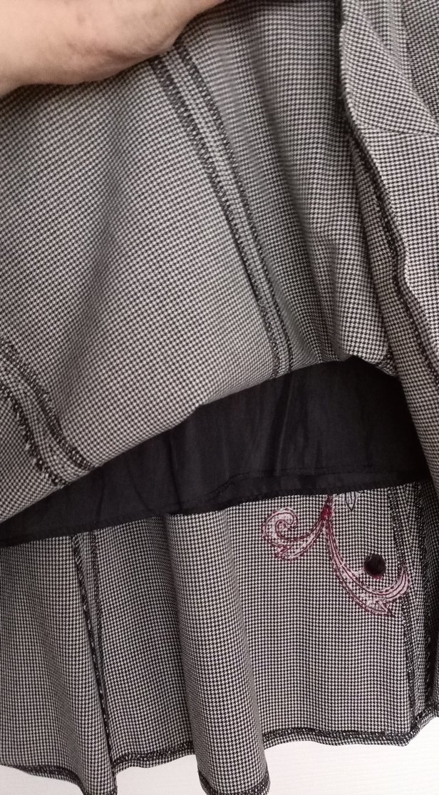 İşlemeli kazayağı kumaş parçalı Etek - Görsel 5