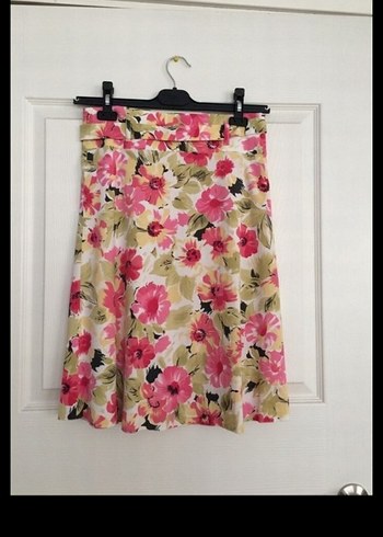 Pembe Çiçek Desenli Çan Etek - Görsel 2