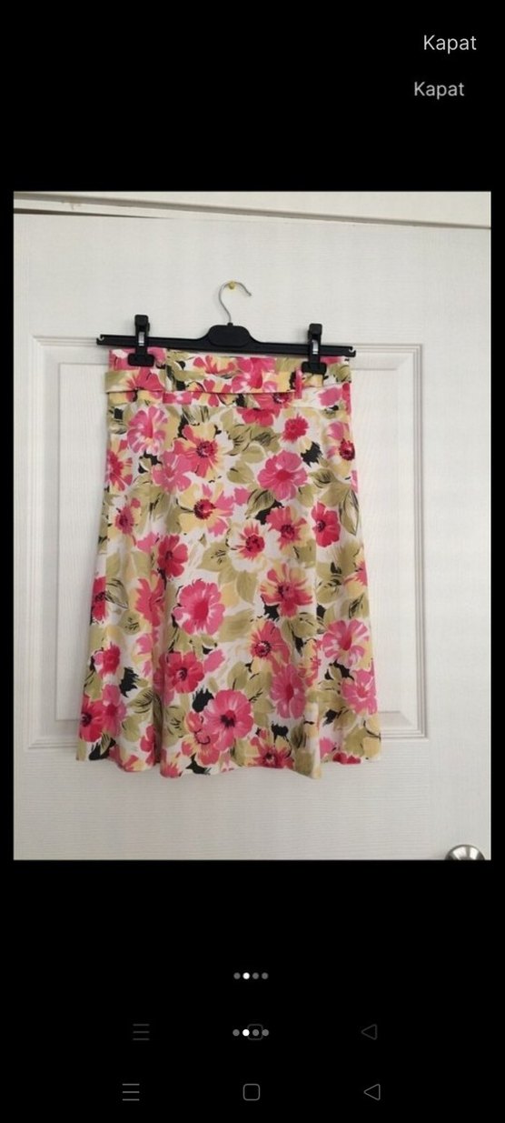 Pembe Çiçek Desenli Çan Etek - Görsel 2