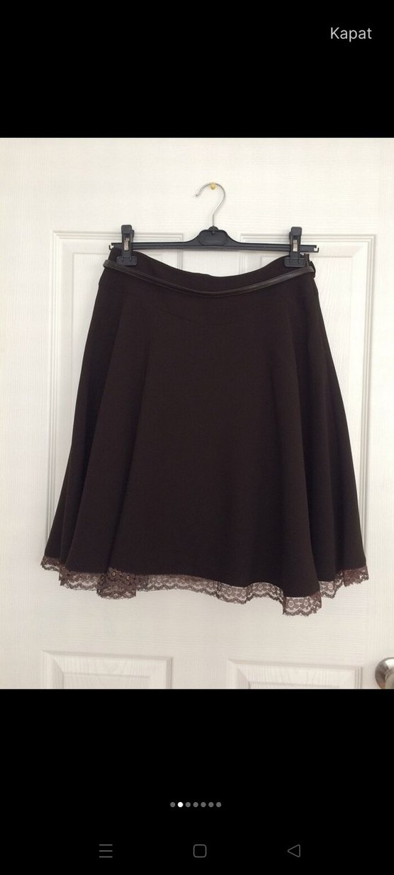 Kahverengi kloş krep etek - Görsel 2