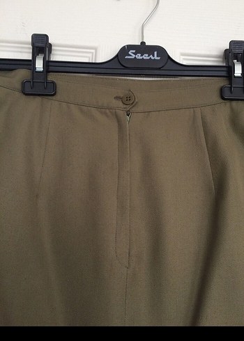 İpekiş gabardin haki yeşil mini etek - Görsel 4