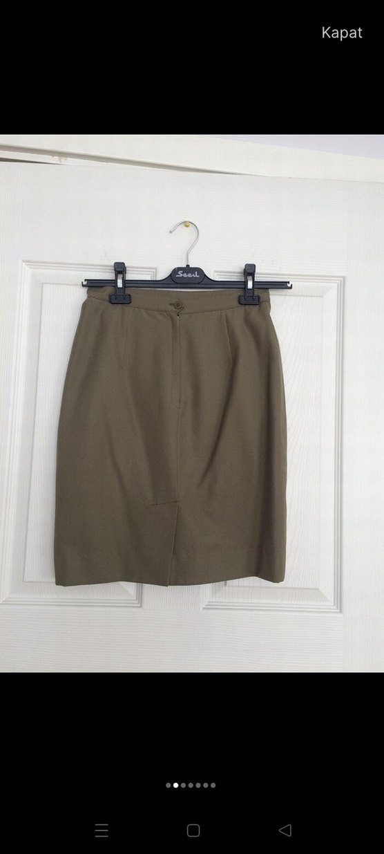 İpekiş gabardin haki yeşil mini etek - Görsel 2