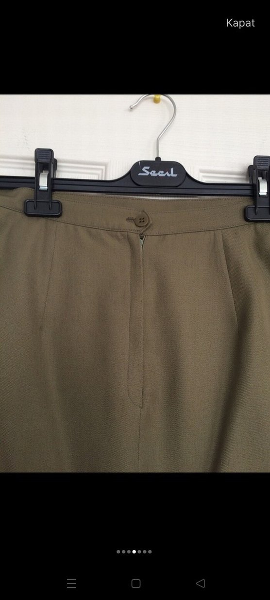 İpekiş gabardin haki yeşil mini etek - Görsel 4