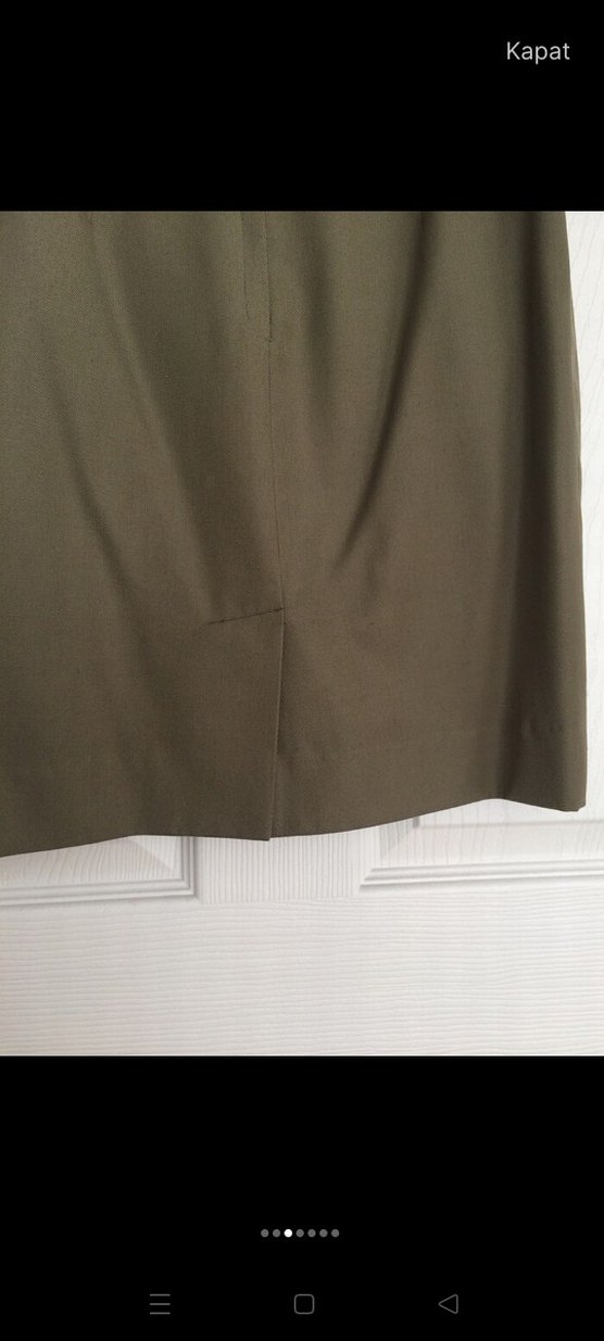 İpekiş gabardin haki yeşil mini etek - Görsel 3