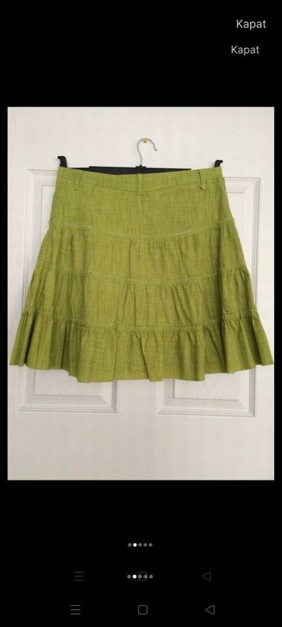 Yeşil Keten, korsajlı katlı Etek - Görsel 2