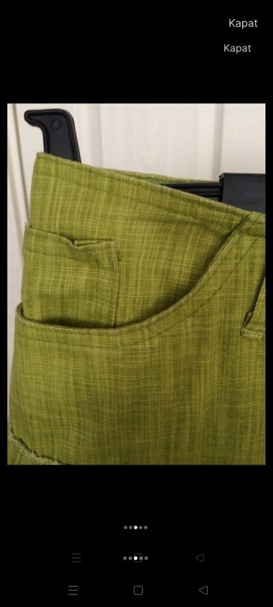 Yeşil Keten, korsajlı katlı Etek - Görsel 3