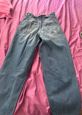 s Beden Kadın Mavi Midi Boy Salaş Denim Pantolon