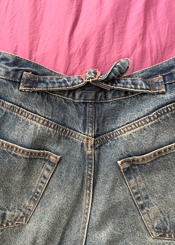 s Beden mavi Renk Kadın Mavi Midi Boy Salaş Denim Pantolon