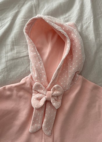 Kız Çocuk Pembe Kapüşonlu Fırfırlı Panço - Görsel 2