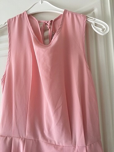 Diz üstü sırtı ip modelli cepli elbise - Görsel 2