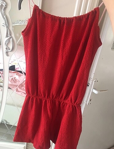 Askılı cepli şortlu tulum - Görsel 3