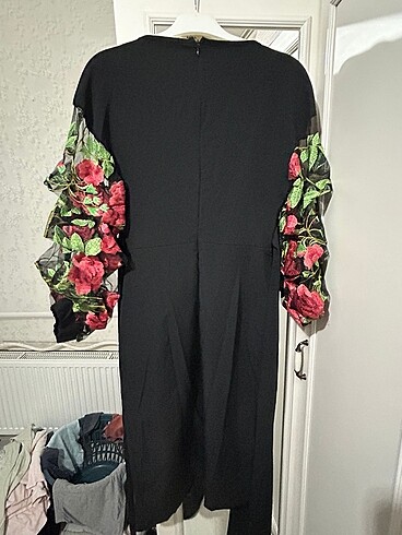 Kolları çiçekli kalem elbise kemerli ???? - Görsel 5